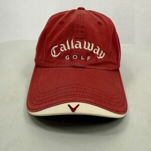 Callaway Golf Hat Mens OSFA Red Embroidered Adjustable Strapback Cap‎